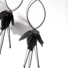 Black Coated Metal Flower Drop Earrings