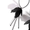 Black Coated Metal Flower Drop Earrings