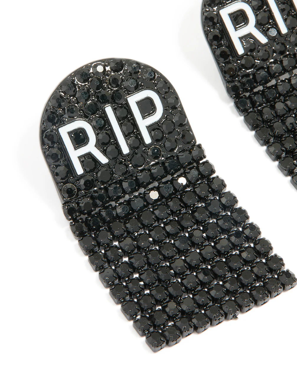 2176-black-coated-metal-rip-drop-earrings-2.webp Black Coated Metal RIP Drop Earrings