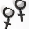 2184-black-coated-metal-surgical-steel-cross-huggie-earrings-1.webp Black Coated Metal Surgical Steel Cross Huggie Earrings