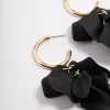 Black Coated Petal Huggie Drop Earrings