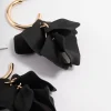 Black Coated Petal Huggie Drop Earrings