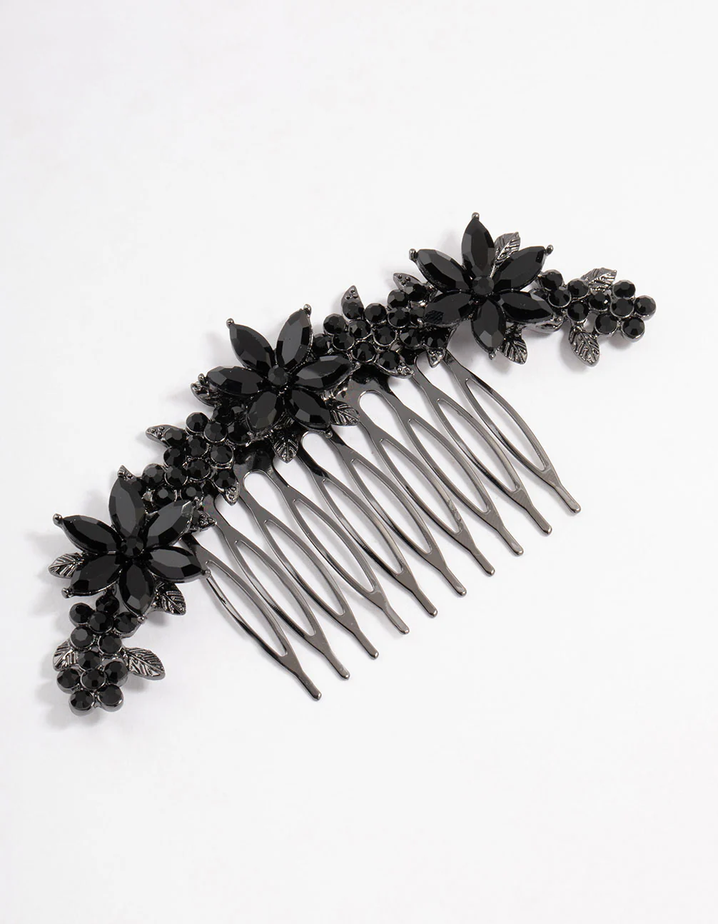2194-black-coated-simple-diamante-flower-hair-comb-1.webp Black Coated Simple Diamante Flower Hair Comb