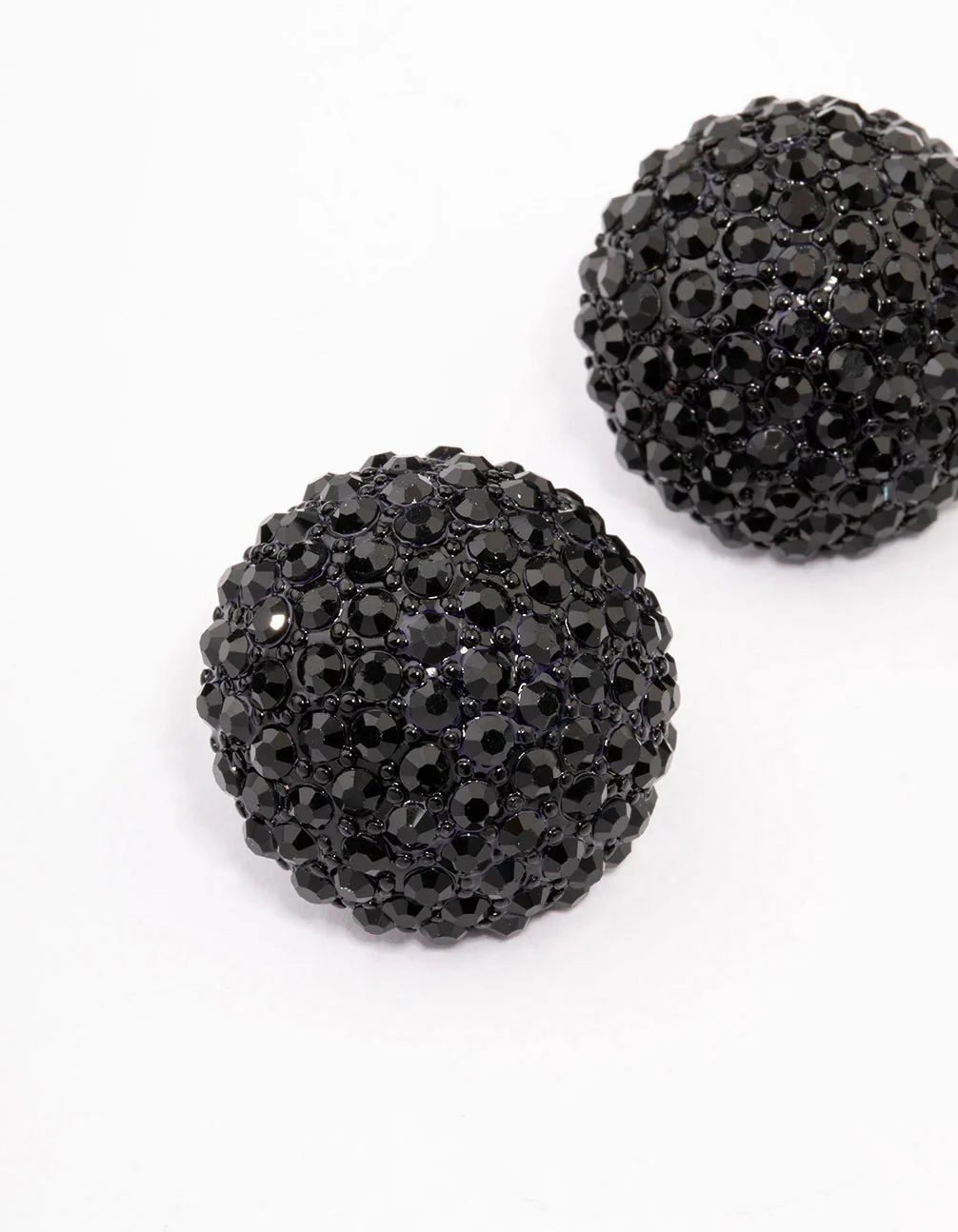 2195-black-coated-statement-diamante-dome-stud-earrings-2.webp Black Coated Statement Diamante Dome Stud Earrings