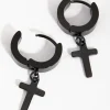 2197-black-coated-surgical-steel-cross-huggie-earrings-2.webp Black Coated Surgical Steel Cross Huggie Earrings