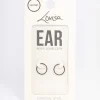 Black Coated Surgical Steel Fine Sleeper Earrings 10mm
