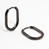Black Coated Surgical Steel Rounded Rectangle Hoop Earrings
