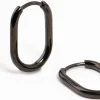 Black Coated Surgical Steel Rounded Rectangle Hoop Earrings