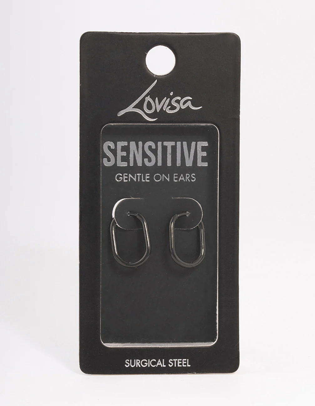Black Coated Surgical Steel Rounded Rectangle Hoop Earrings