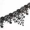 Black Crochet Lace Beaded Choker