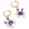223-gold-dark-blue-diamante-crab-huggie-earrings-2.webp Gold Dark Blue Diamante Crab Huggie Earrings