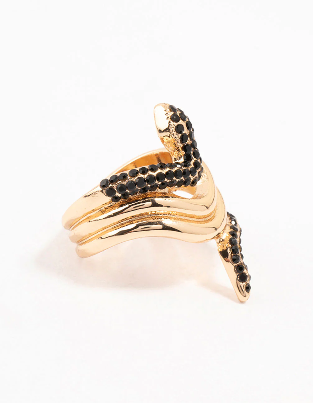 2235-black-diamante-gold-stacked-snake-ring-1.webp Black Diamante & Gold Stacked Snake Ring