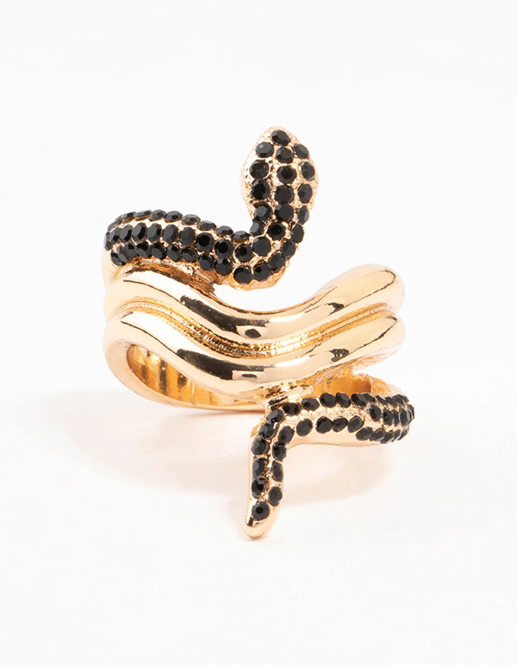 2235-black-diamante-gold-stacked-snake-ring-3.webp Black Diamante & Gold Stacked Snake Ring