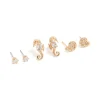 Gold Diamante & Seahorse Stud Earrings 3-Pack