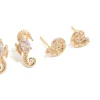 Gold Diamante & Seahorse Stud Earrings 3-Pack