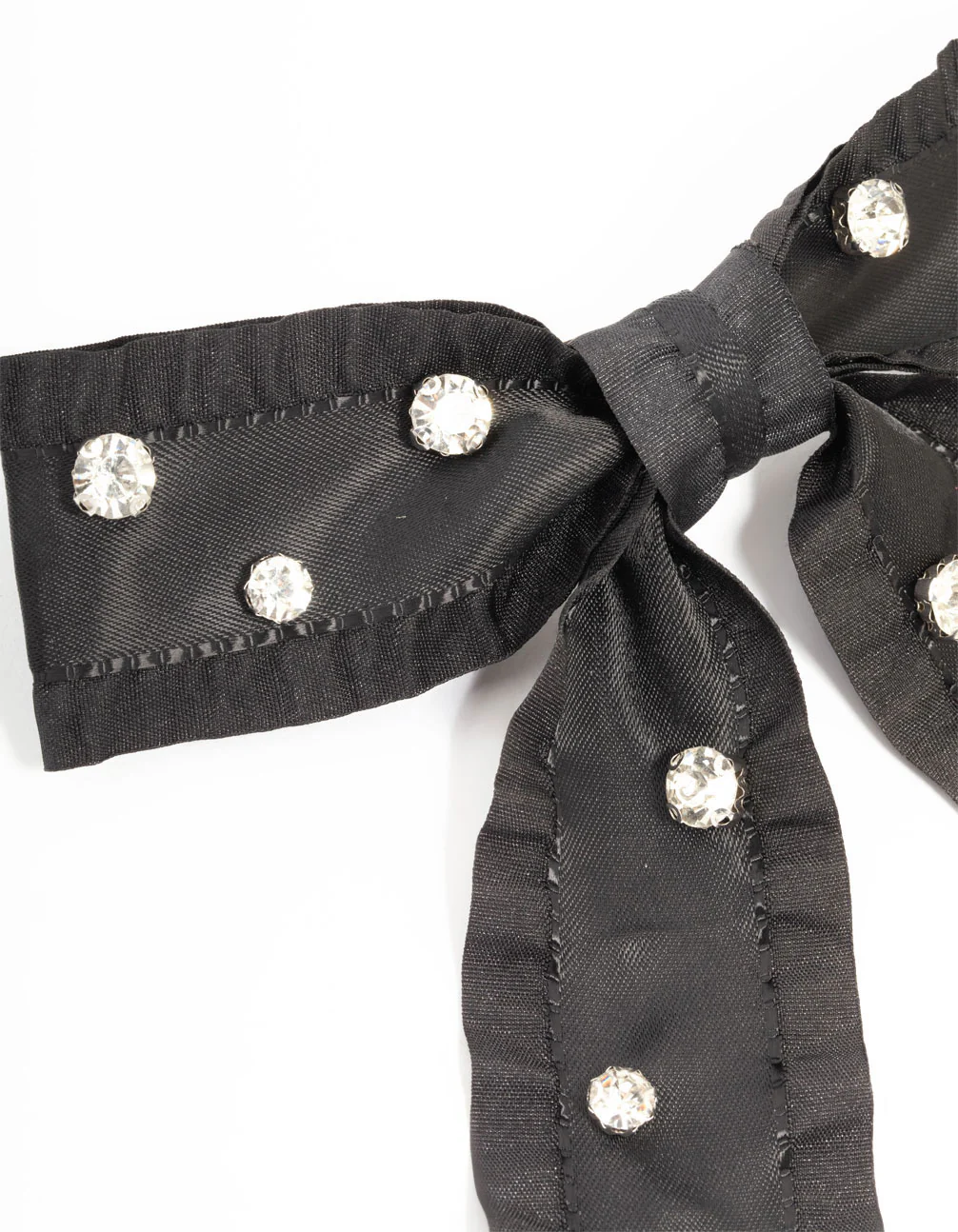 2246-black-diamante-frill-ribbon-bow-clip-2.webp Black Diamante Frill Ribbon Bow Clip
