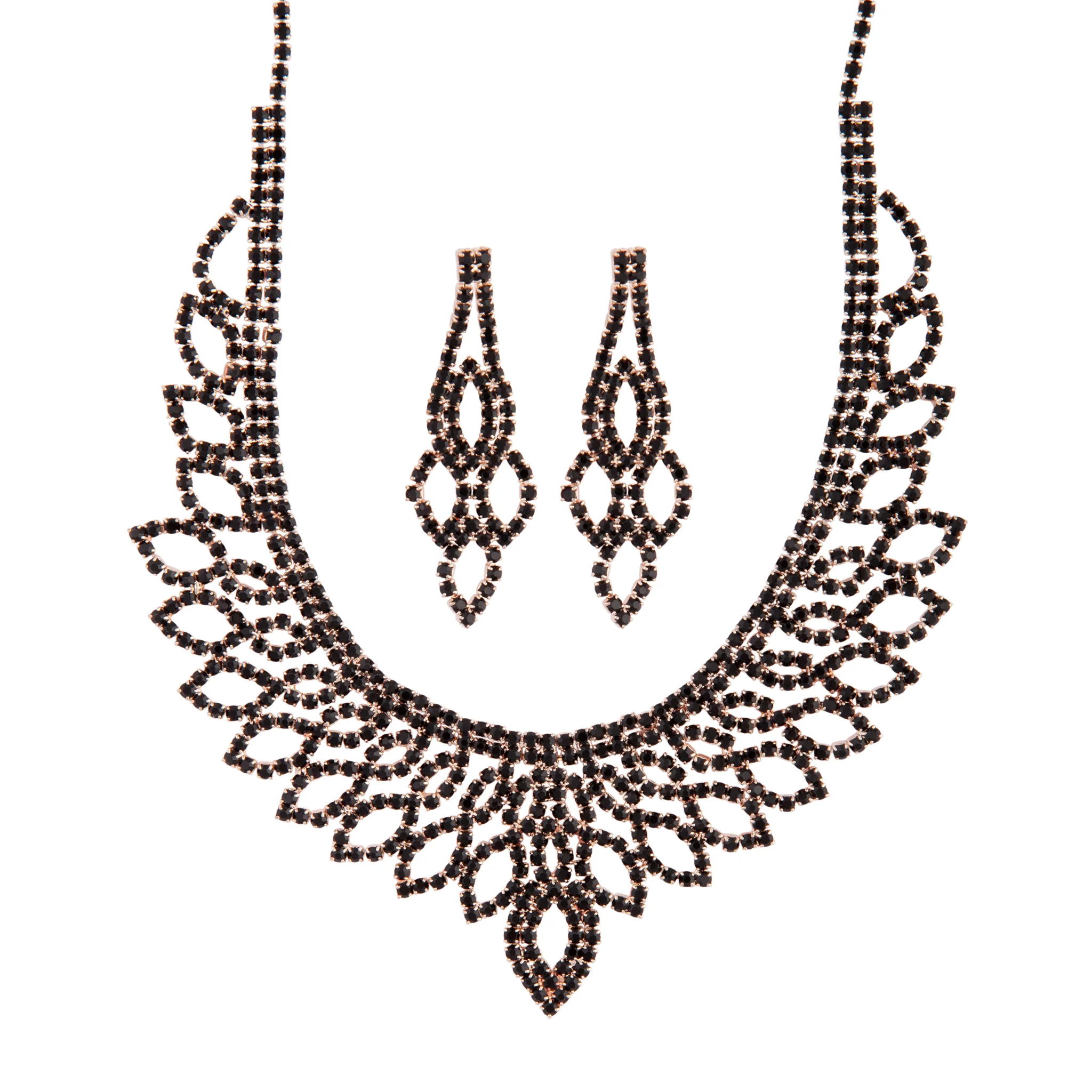 2248-black-diamante-gold-cup-chain-jewellery-set-1.webp Black Diamante Gold Cup Chain Jewellery Set