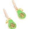 Gold Diamante Avocado Huggie Earrings