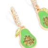 Gold Diamante Avocado Huggie Earrings
