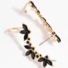 Black Diamante Leaf Ear Cuff