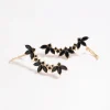 Black Diamante Leaf Ear Cuff