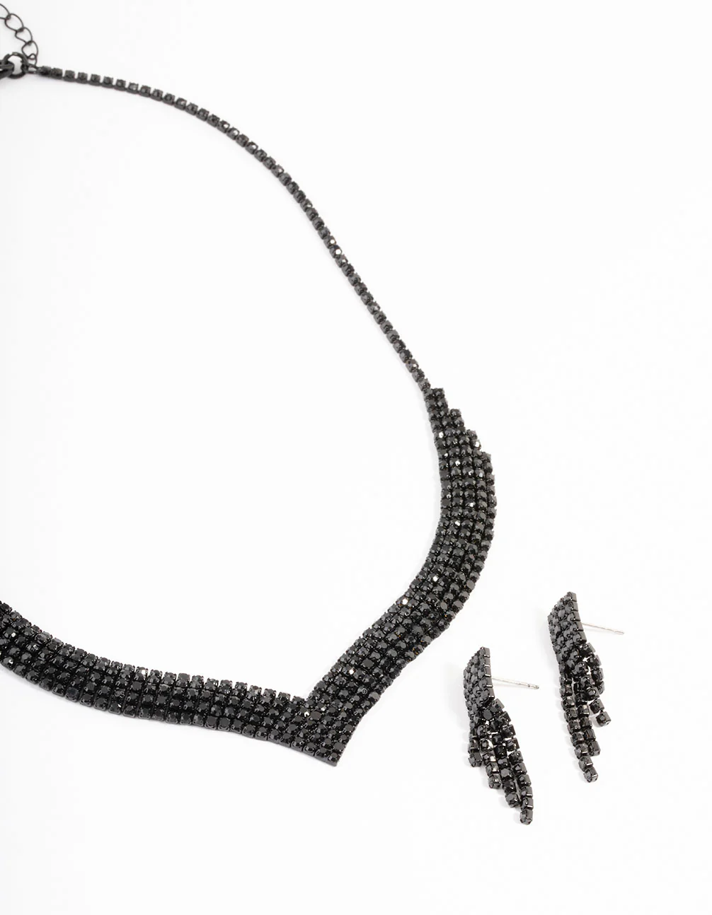 2254-black-diamante-point-earrings-necklace-1.webp Black Diamante Point Earrings & Necklace