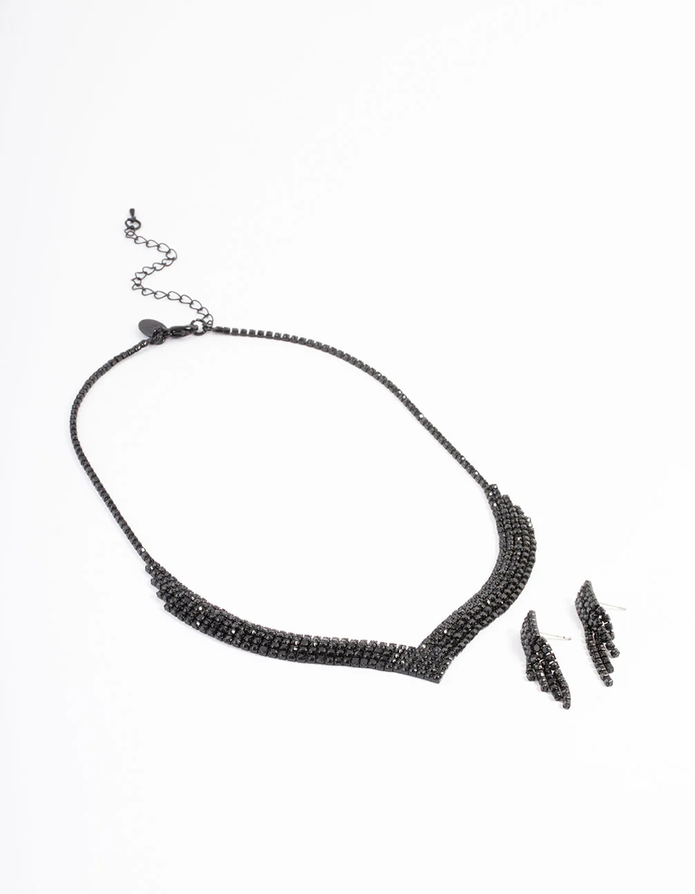 2254-black-diamante-point-earrings-necklace-2.webp Black Diamante Point Earrings & Necklace