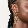Gold Diamante Dazzling Star Trio Drop Earrings