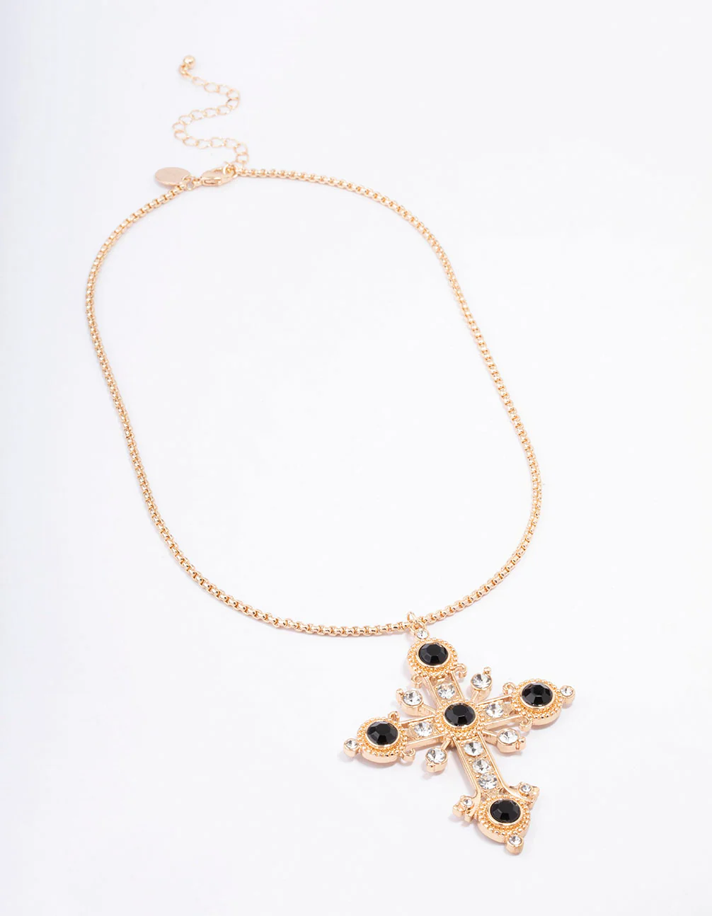 2264-black-diamante-statement-long-cross-pendant-necklace-2.webp Black Diamante Statement Long Cross Pendant Necklace
