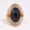 Black Elegant Oval Statement Ring