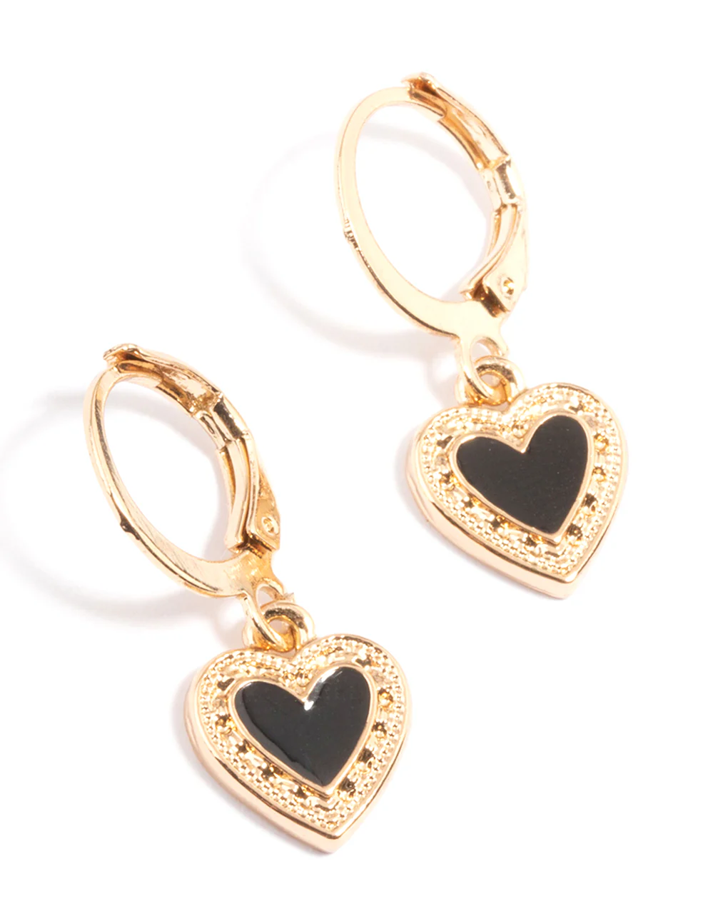 2282-black-enamel-heart-huggie-earrings-1.webp Black Enamel Heart Huggie Earrings
