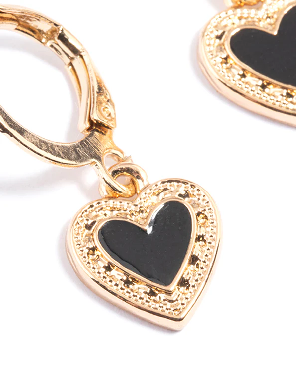 2282-black-enamel-heart-huggie-earrings-4.webp Black Enamel Heart Huggie Earrings