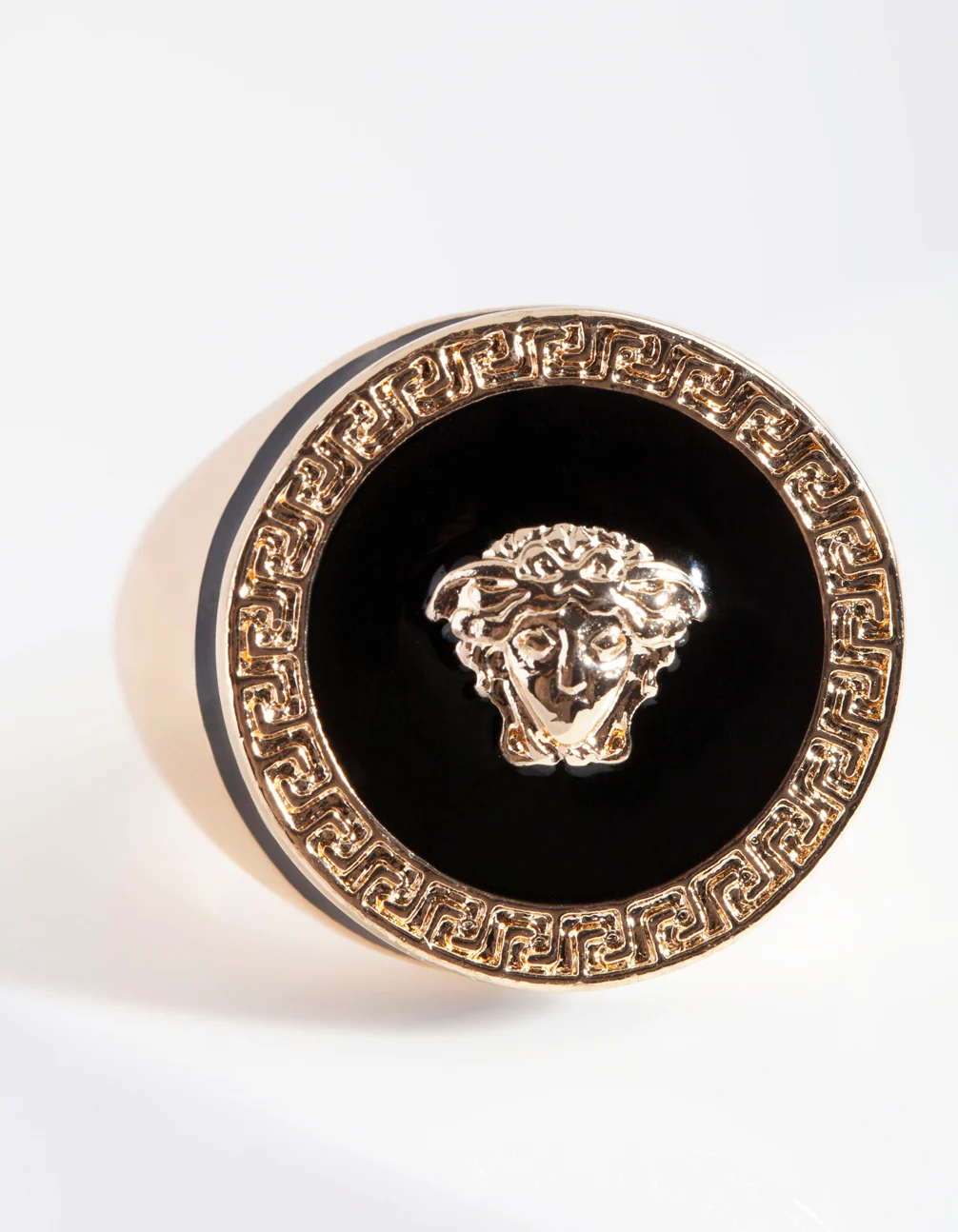 Black Enamel Medusa Ring