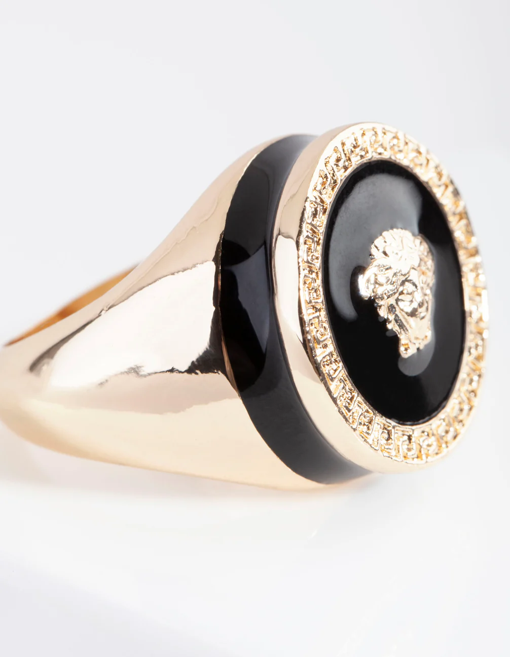 Black Enamel Medusa Ring