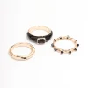Black Enamel Rectangle Triple Stack Ring