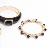 Black Enamel Rectangle Triple Stack Ring