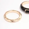 Black Enamel Rectangle Triple Stack Ring
