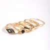 Black Enamel Signet Ring 4-Pack