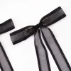 Black Fabric Border Organza Bow Hair Clip Pack