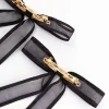 Black Fabric Border Organza Bow Hair Clip Pack