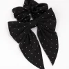 Black Fabric Bow Diamante Hair Scrunchie