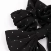 Black Fabric Bow Diamante Hair Scrunchie