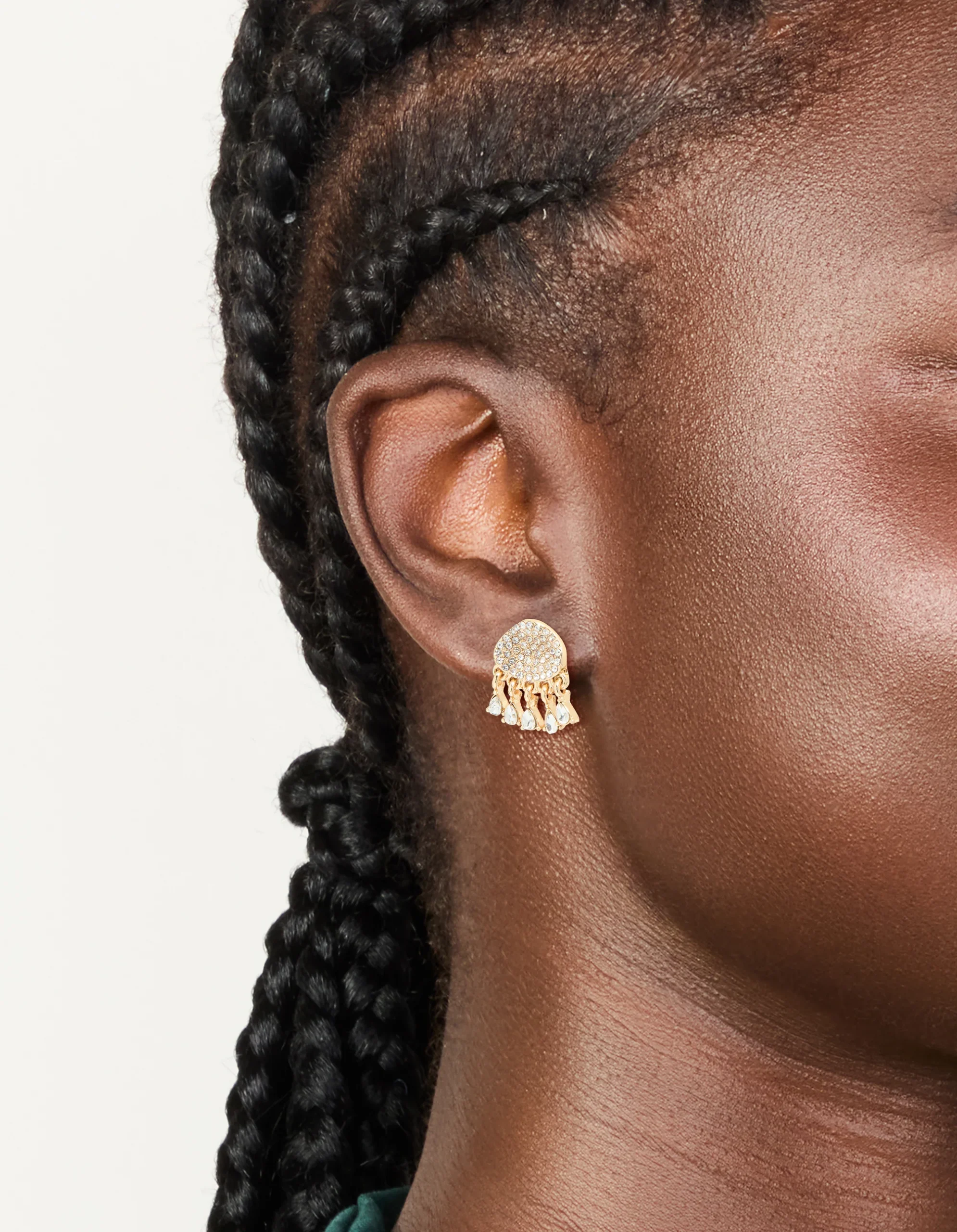Gold Diamante Jellyfish Stud Earrings