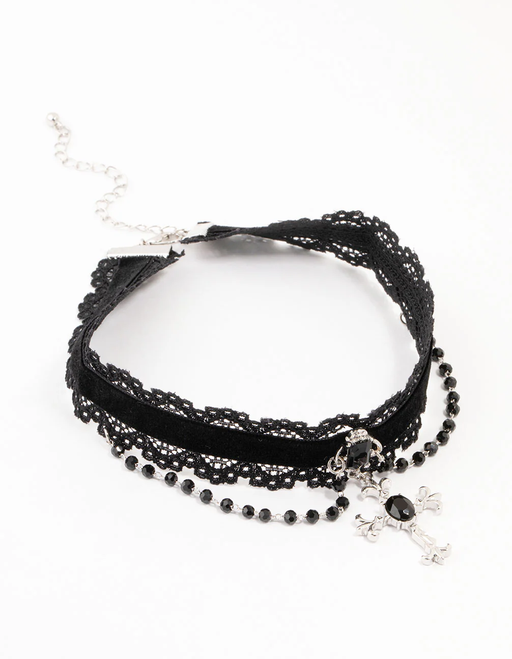 2304-black-fabric-gothic-cross-beaded-choker-1.webp Black Fabric Gothic Cross Beaded Choker
