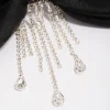 Black Fabric Organza Diamante Cup Chain Hair Bow Clip