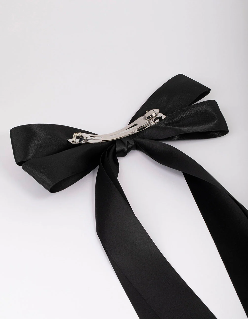 2312-black-fabric-oversized-ribbon-hair-bow-clip-3.webp Black Fabric Oversized Ribbon Hair Bow Clip