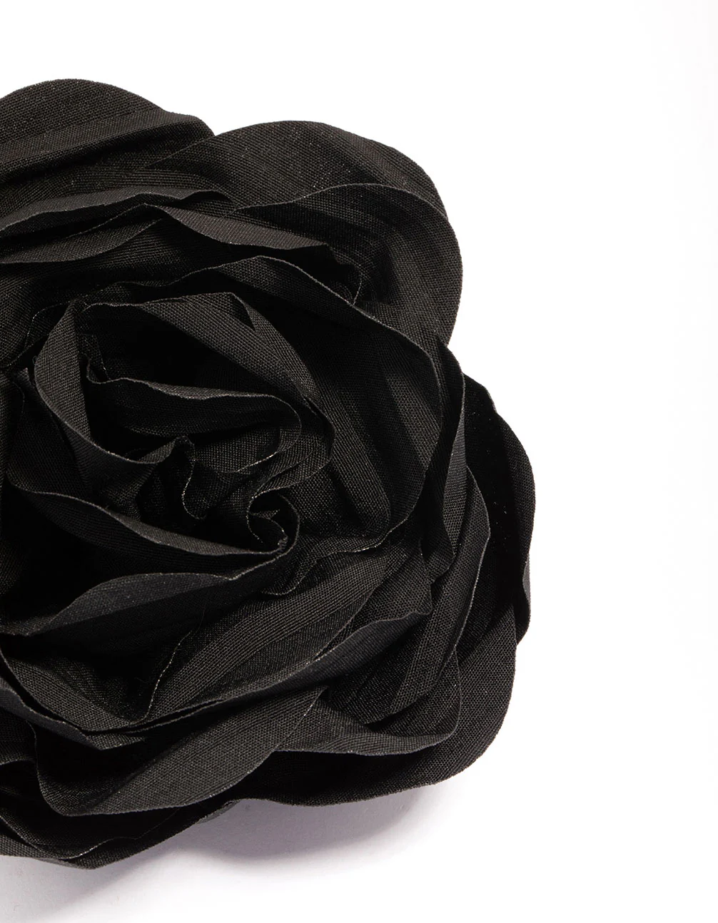 2315-black-fabric-plisse-flower-corsage-clip-2.webp Black Fabric Plisse Flower Corsage Clip