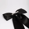 Black Fabric Relaxed Statement Hair Bow Clip