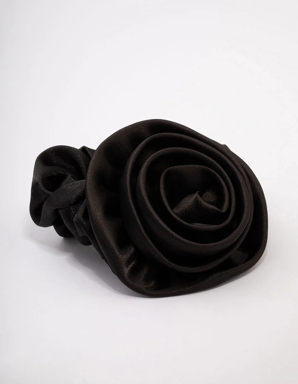 2317-black-fabric-rosette-hair-scrunchie-1.webp Black Fabric Rosette Hair Scrunchie