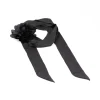 Black Fabric Rosette Long Scarf